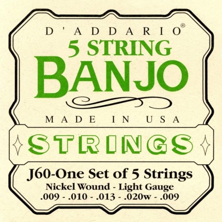 J60 5-String Banjo, Stainless Steel, Light, [10-20]