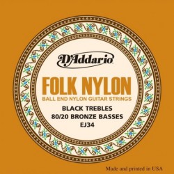 EJ34 Folk Nylon, Ball End, 80/20 Bronze/Black Nylon